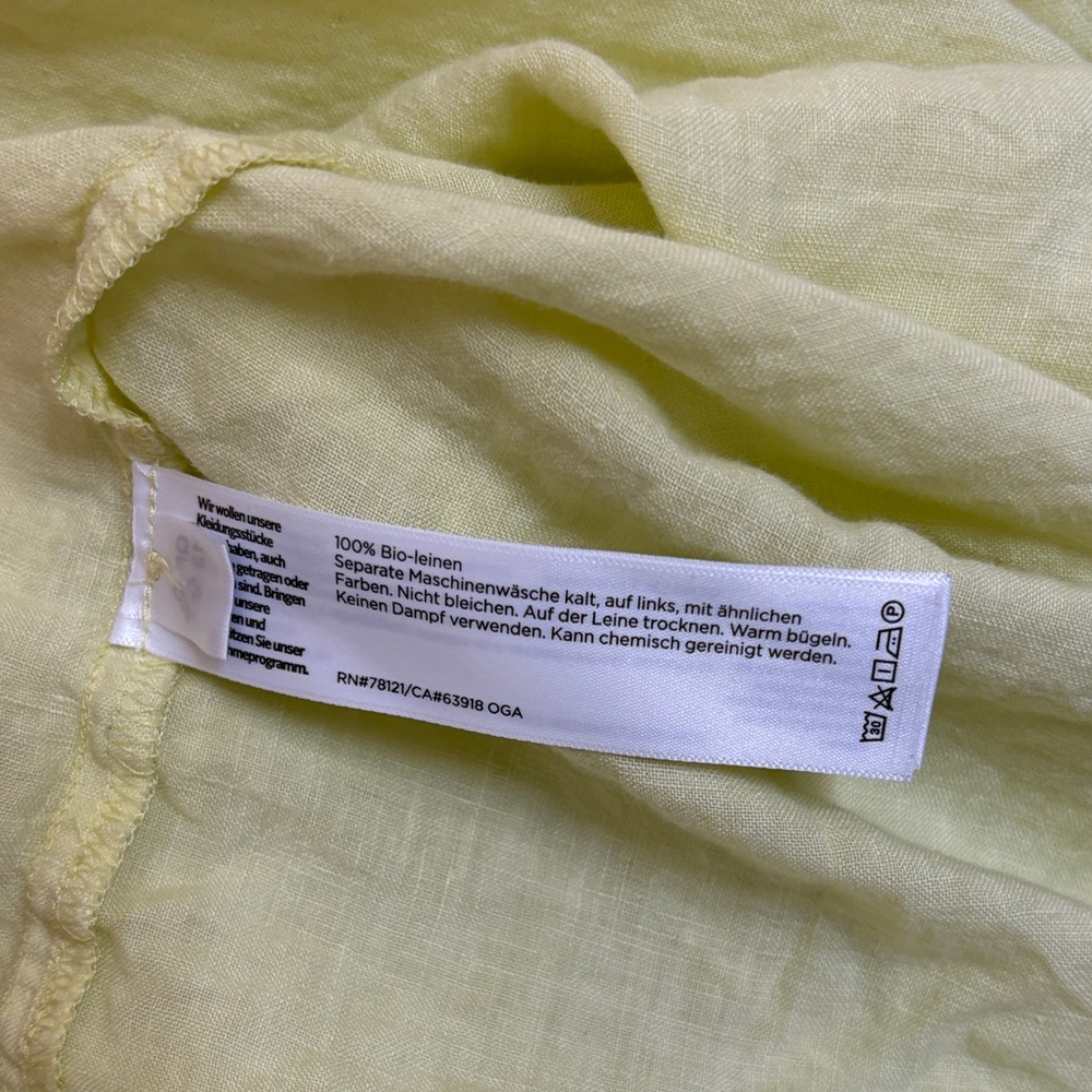 Eileen Fisher Organic Handkerchief Linen Pleated Dress - Citrus - Size M - Picture 7 of 8